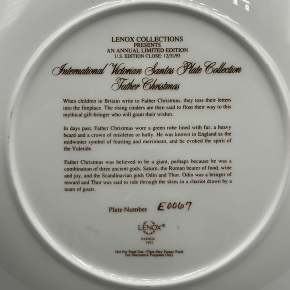 Lenox Father Christmas International Victorian Santas Plate Collection Holiday - Picture 8 of 10